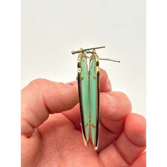 Kendra Scott Gold Green Elle Drop Earrings - Picture 3 of 6
